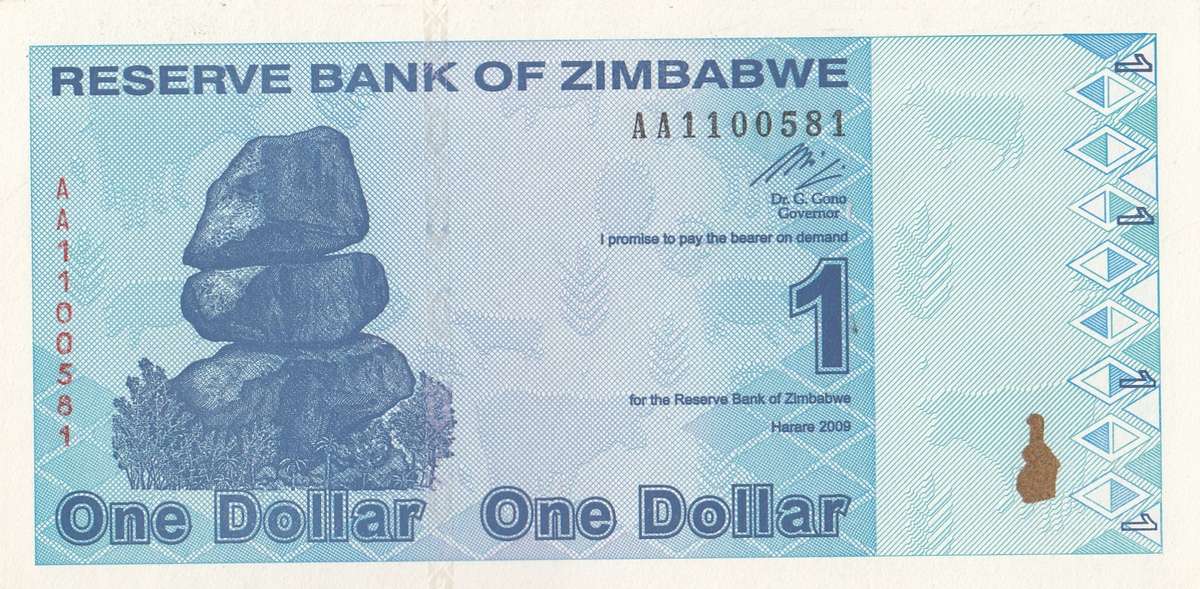 ONE DOLLAR       ZIMBABWE        AA1100581      SET086