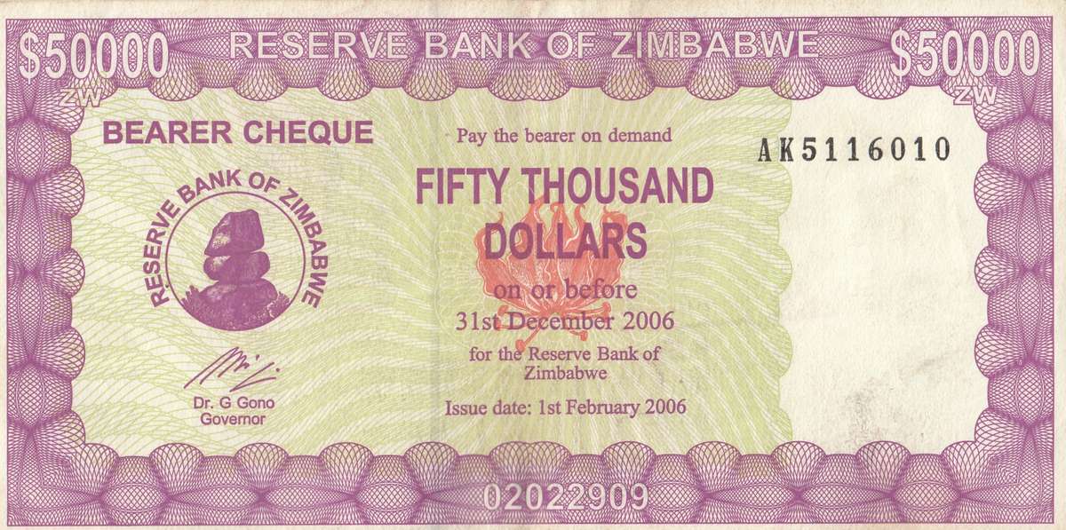 FIFTY  THOUSAND  DOLLARS     BEARER  CHEQUE     AK5116010        SET084