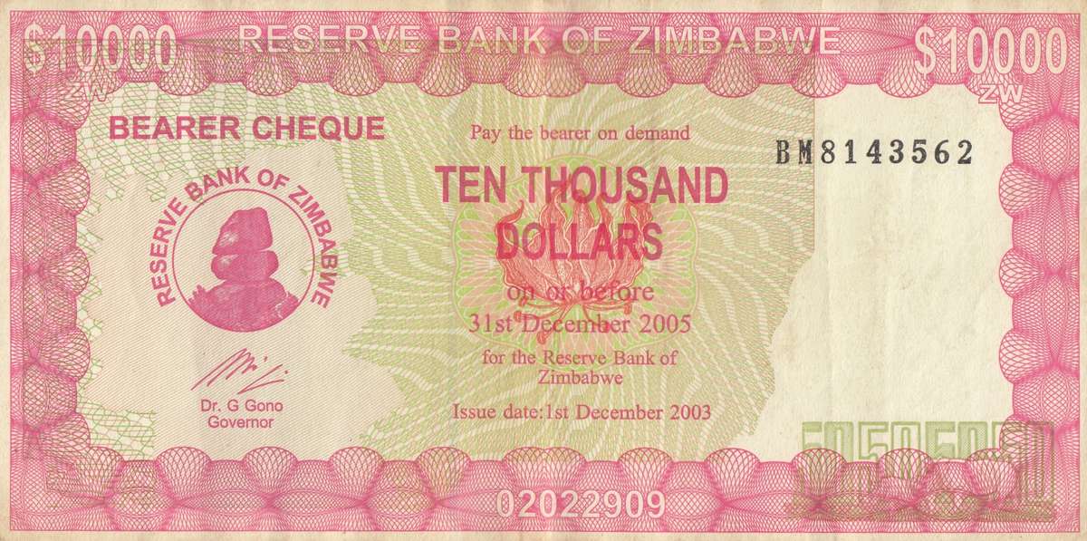 TEN  THOUSAND  DOLLARS     BEARER  CHEQUE     BM8143562        SET084