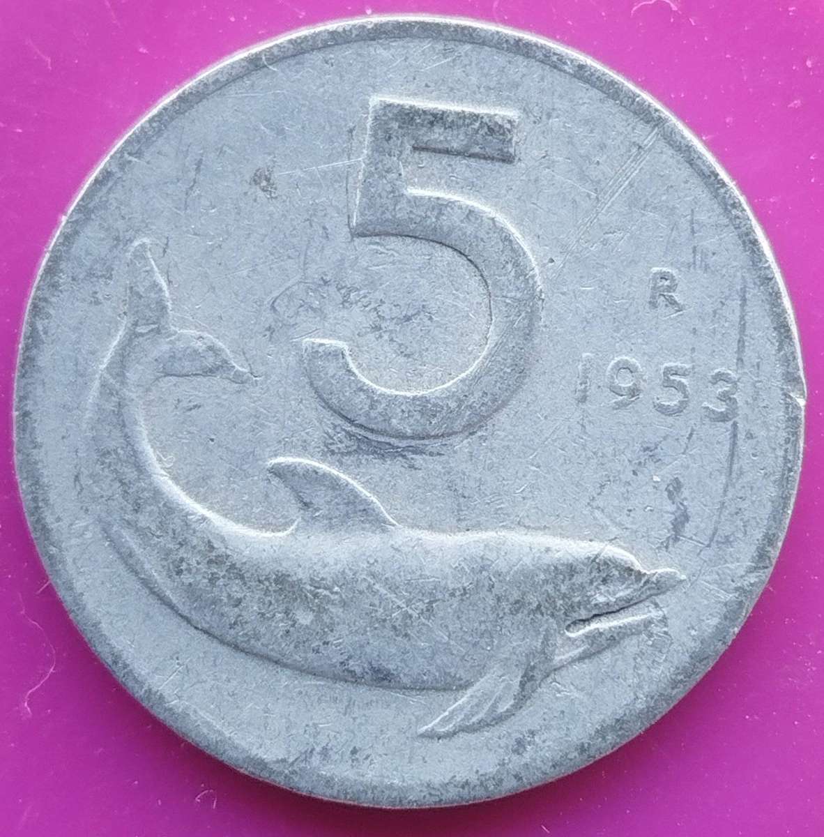 1953   5 Lire     ITALY         SUN18548
