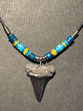 Great White FOSSIL SHARK TOOTH PENDANT NECKLACE 34 mm large size