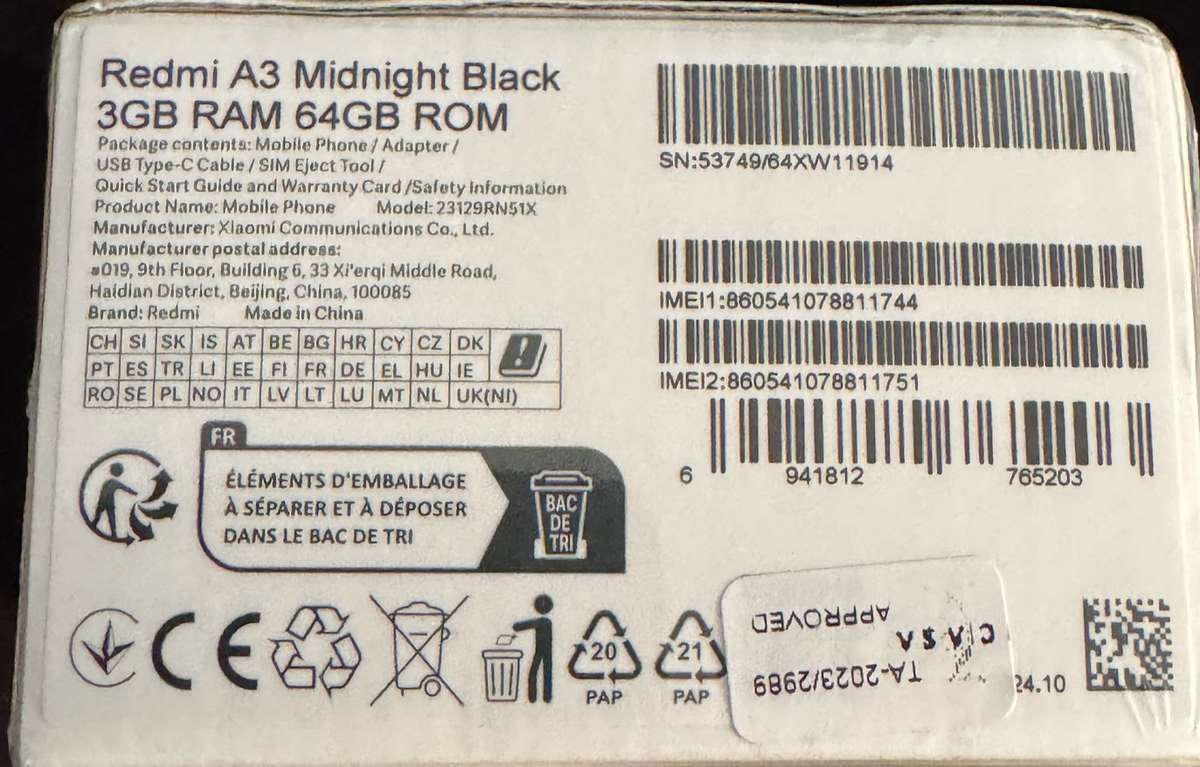 REDMI A 3         3 GB RAM 64 GB ROM