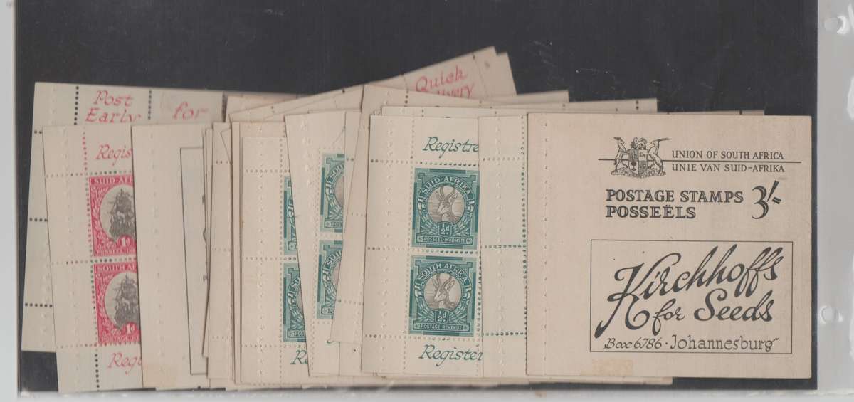 UNION SA-KIRCHHOFFS SEEDS BOOKLET PANES-39 PANES WITH SLOGANS,MM-SOME FAULTS,USEFUL LOT-SELL AS IS