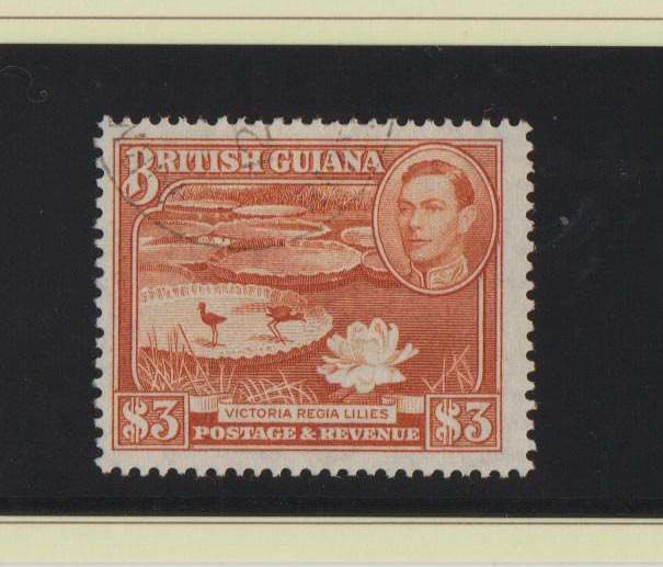 BRITISH GUIANA 1938-KGVI THREE DOLLAR,TOP VALUE IN SET-VF USED-CV R1035-SG 319