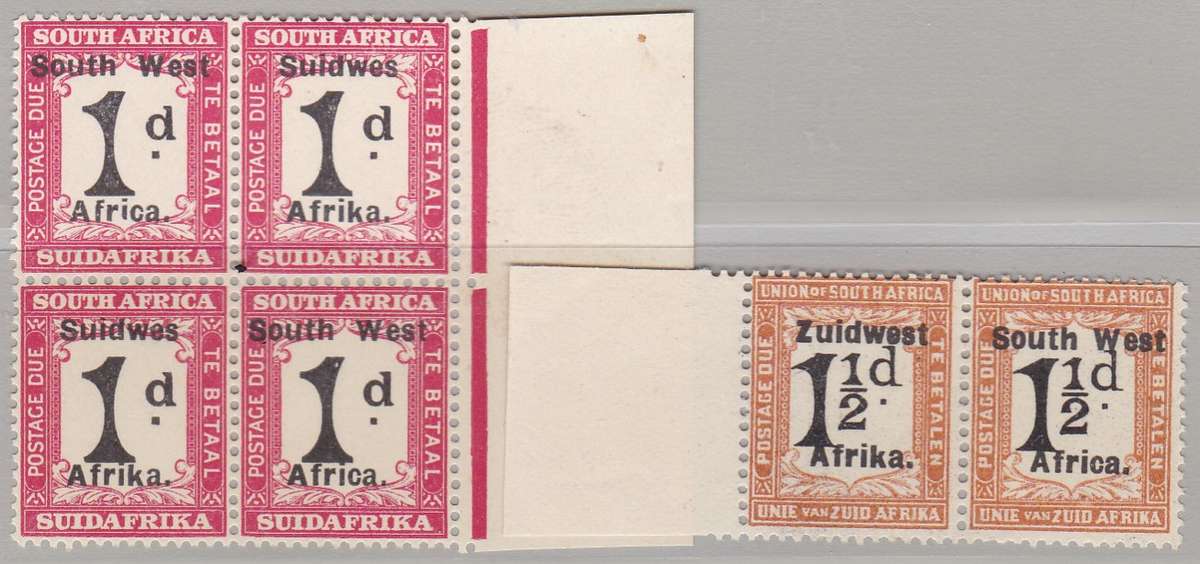 SWA - POSTAGE DUES, 1D BLOCK OF 4 + 1&1/2D PAIR - BOTH FINE U/M