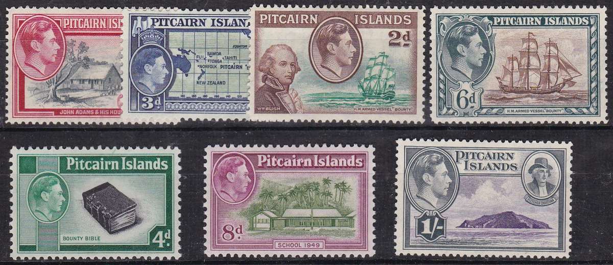 PITCAIRN ISLANDS - 1940 KGVI, FINE M/M ASSORTED SINGLES TO 1/ - CV:R1475