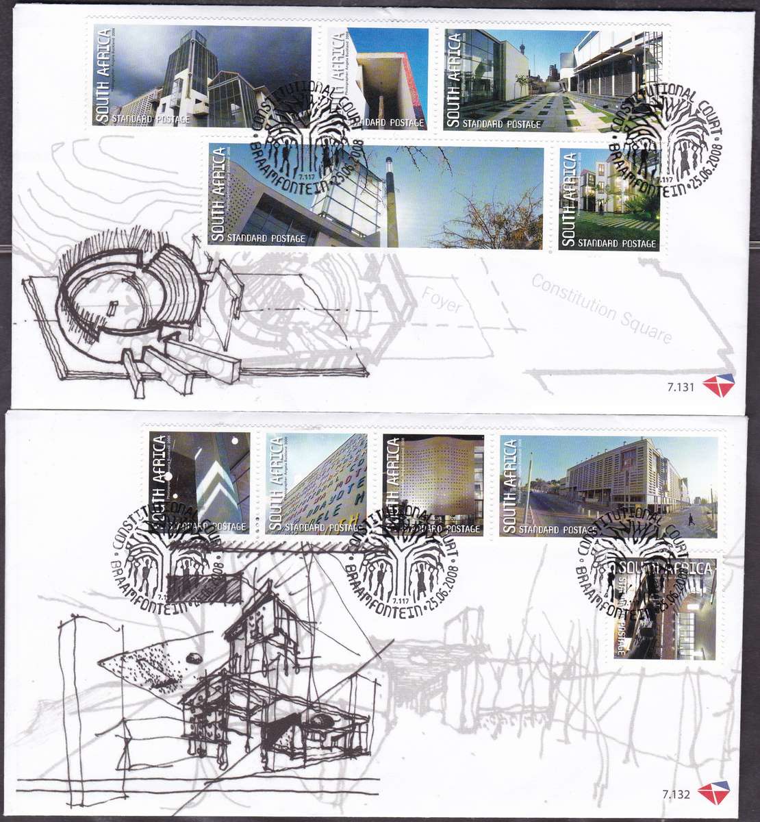 RSA - ARCHITECTURE OF THE CONSTITUTIONAL COURT, FDC SET 7.131 + 7.132 - FINE AS NEW
