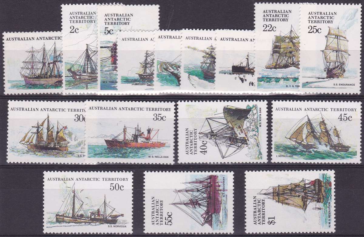 AUSTRALIAN ANTARCTIC TERRITORY - 1979 SHIPS, FULL SET OF SINGLES TO 1 DOLLAR - FINE U/M