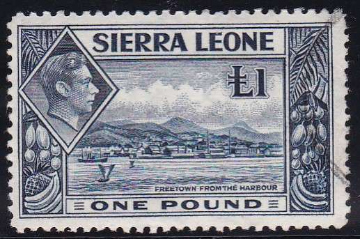SIERRA LEONE - 1938 KGVI, 1 POUND BLUE SINGLE, FINE USED - CV:R880