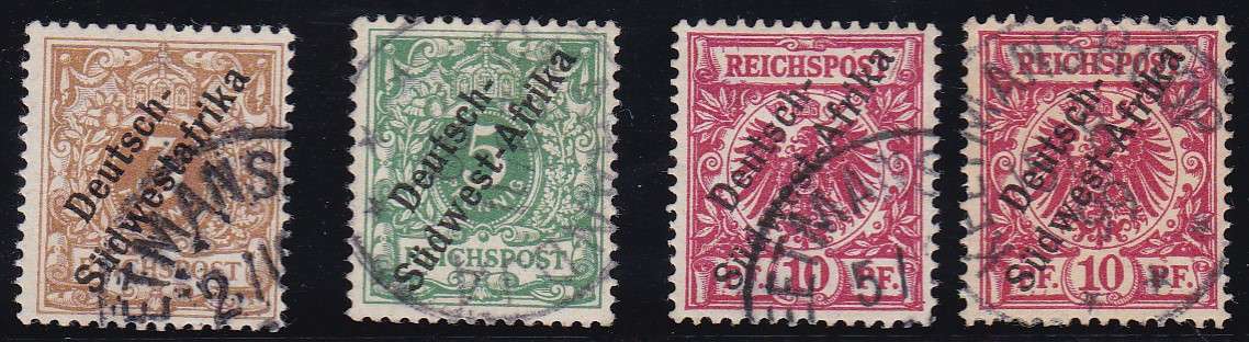 GERMAN SWA - 1897 OVERPRINTED + 1898 SINGLES, ALL FINE USED - CV:R1100