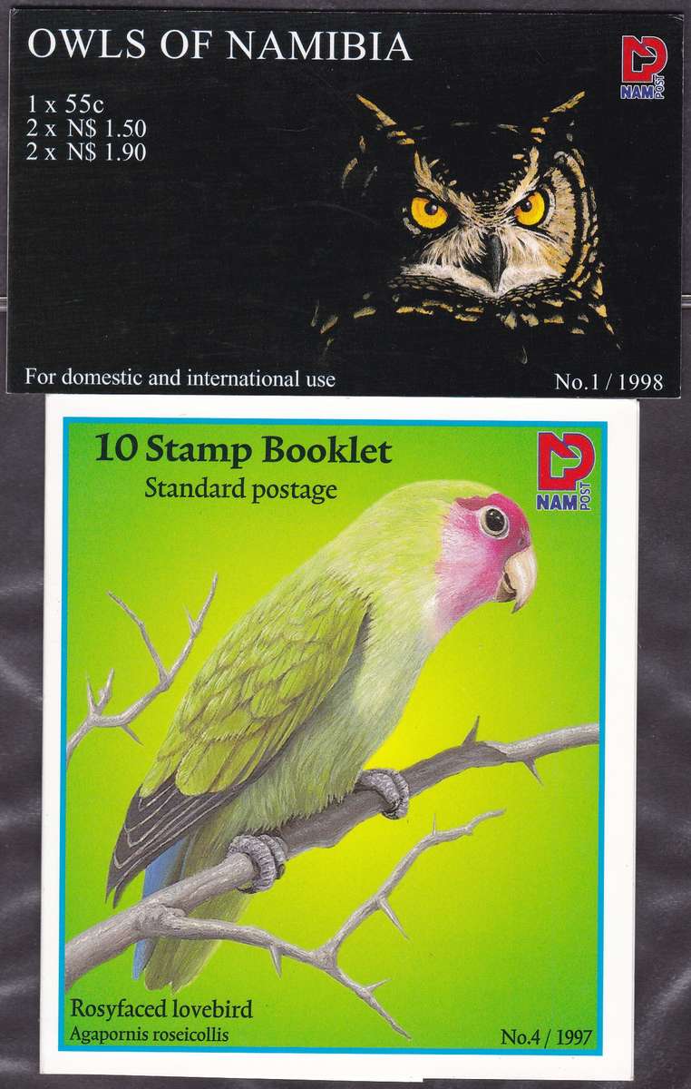 NAMIBIA - 2 X VERY NICE BOOKLETS, LOVE BIRDS + OWLS - FINE U/M