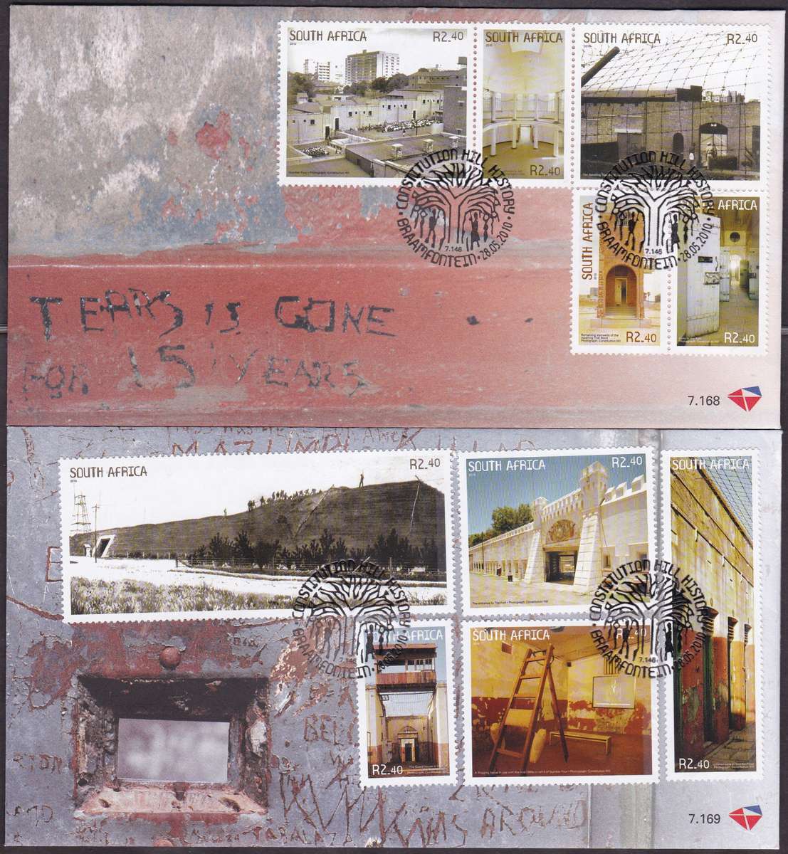 RSA - CONSTITUTIONAL HILL, FDC SET 7.168 + 7.168 - FINE AS NEW