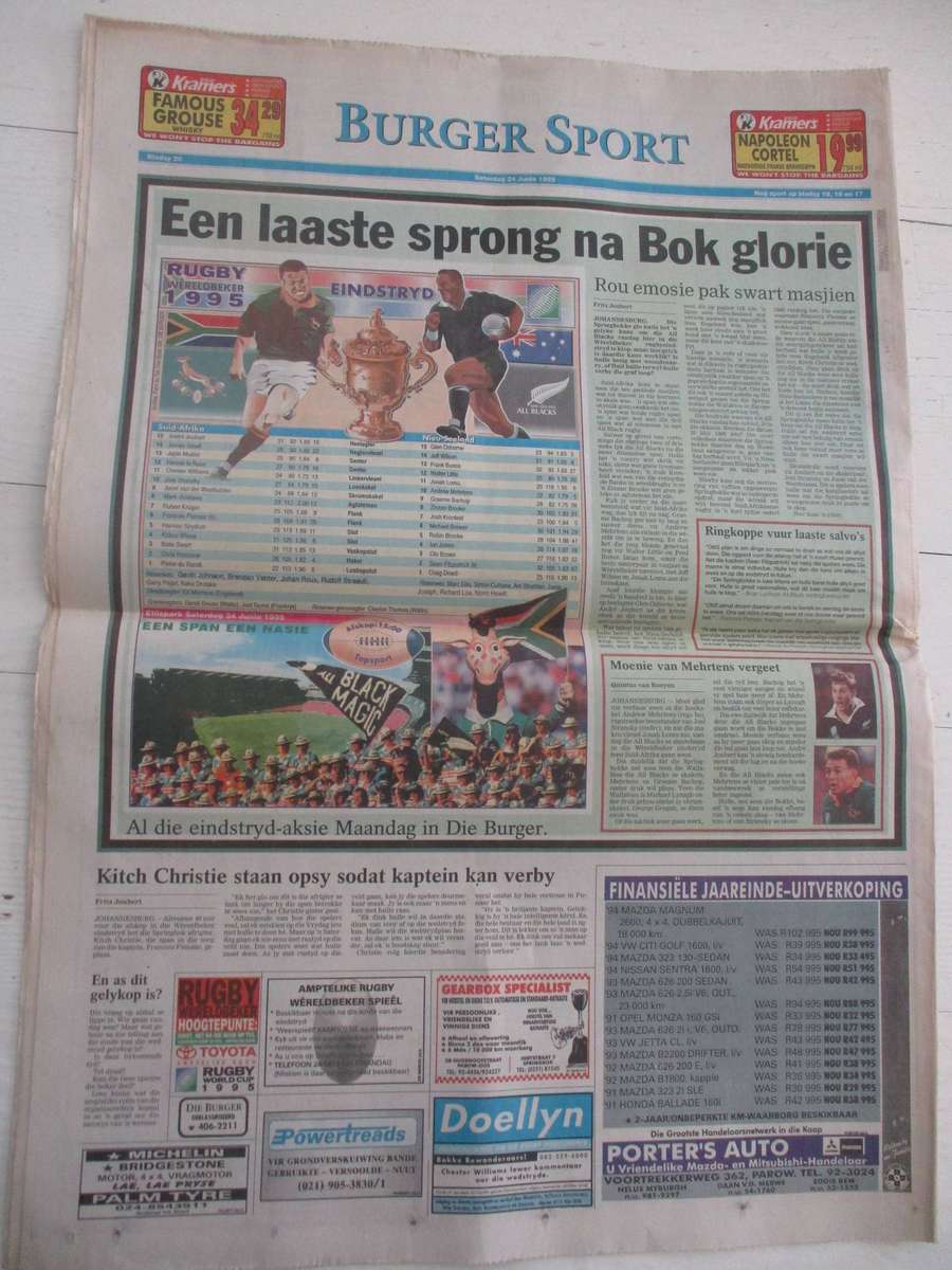 DIE BURGER Saterdag 24 Junie 1995 - Stilte voor die Bokke storm