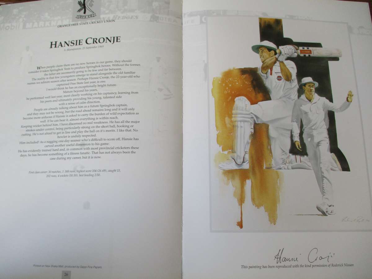 SIGNED BY ARTIST AND ALL THE CRICKETERS PAINTED IN THE ALBUM.  A Brush With Cricket.  Richie Ryall