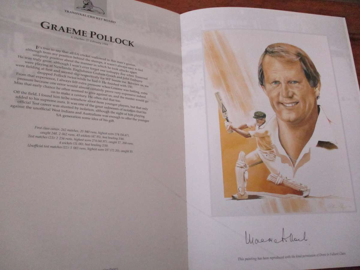 SIGNED BY ARTIST AND ALL THE CRICKETERS PAINTED IN THE ALBUM.  A Brush With Cricket.  Richie Ryall