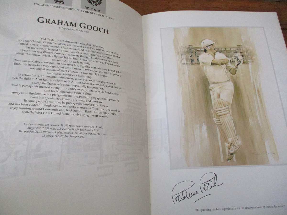 SIGNED BY ARTIST AND ALL THE CRICKETERS PAINTED IN THE ALBUM.  A Brush With Cricket.  Richie Ryall