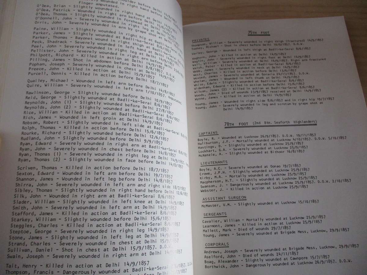 Casualty Roll of the Indian Mutiny 1857-59  compiled by I.T. Tavender