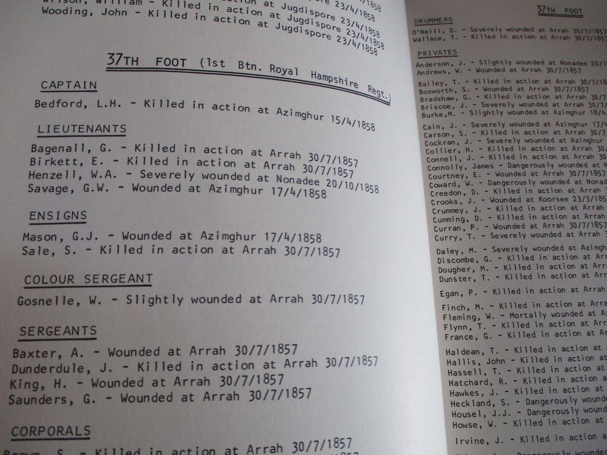 Casualty Roll of the Indian Mutiny 1857-59  compiled by I.T. Tavender