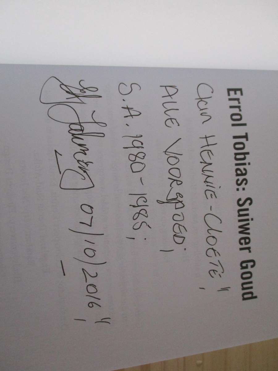 Geteken. Errol Tobias Suiwer Goud