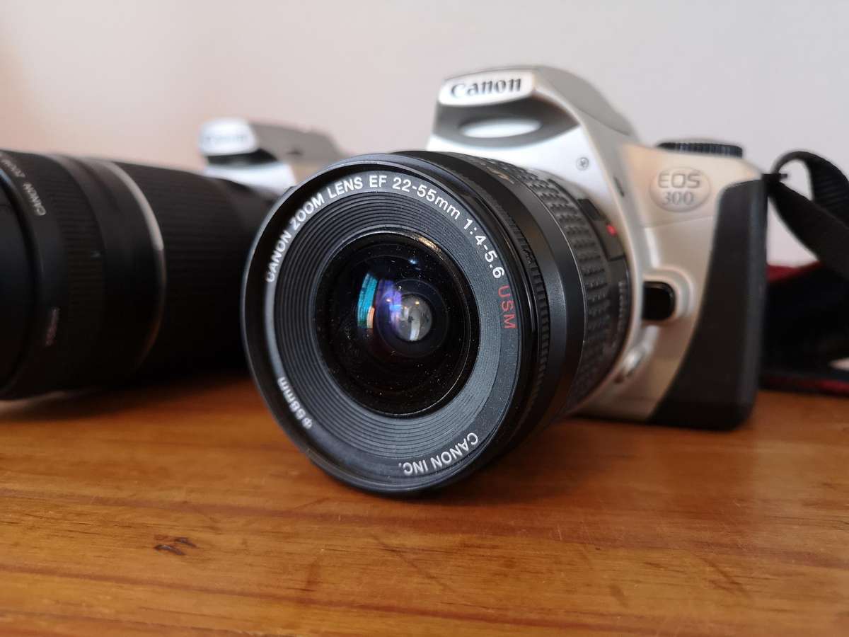 Two Canon EOS 35mm film cameras