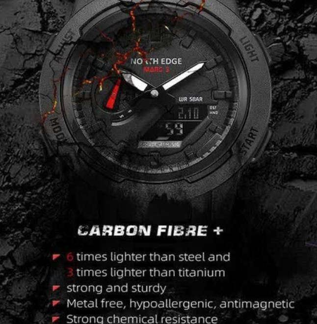 North Edge Carbon Core Gents Quartz Dress Watch
