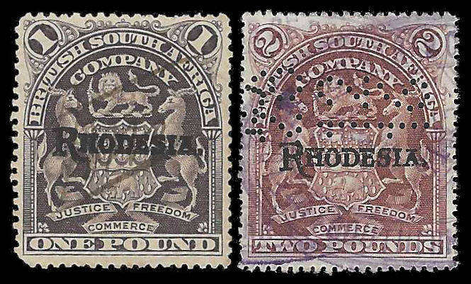 B.S.A.C. One + Two Pound fiscally used.  R9 000-00 CV as postal.