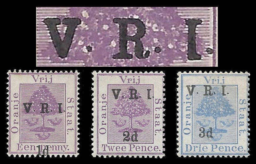 Orange Free State - British Occuption.  3 X Inverted "1" for "I". Cat.value R2 050-00.