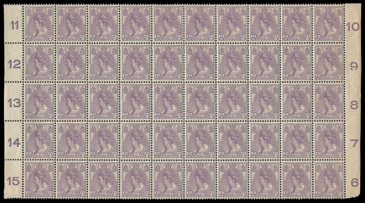 Netherlands. Part sheet of 50. Cat.value R3 900-00. UM.