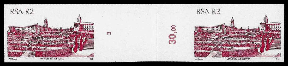 Republic of South Africa. R2-00 Imperforated Gutter Pair.  UM.