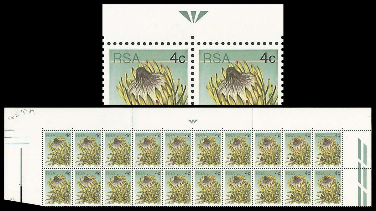 Republic of South Africa.  10 x Doctors Blade Flaws. Unmounted mint.