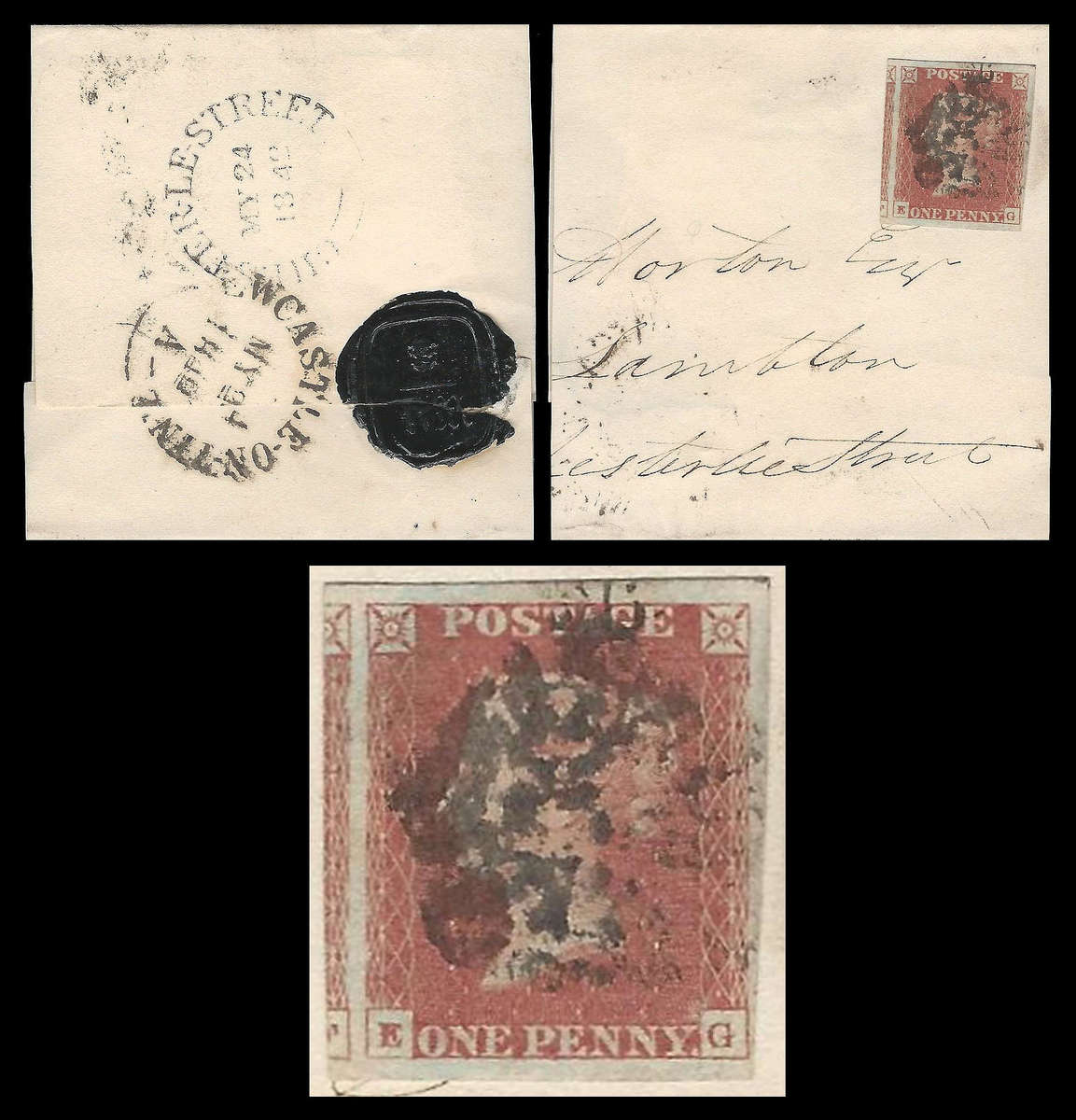 Great Britain.  1841.  SG 8L , 9L.  Penny Red on part wrapper as per scan.