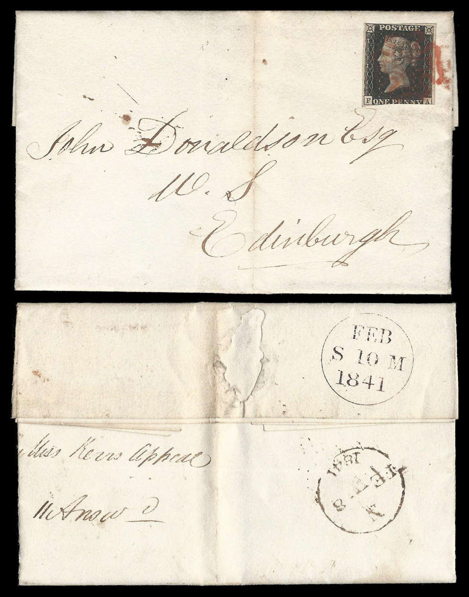 Great Britain. Penny Black with Red Maltese on wrapper.  Cat.value R15 000-00.