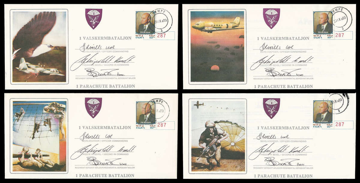 Republic of South Africa.  Matching set of 1st Parachute Battalion signed covers.