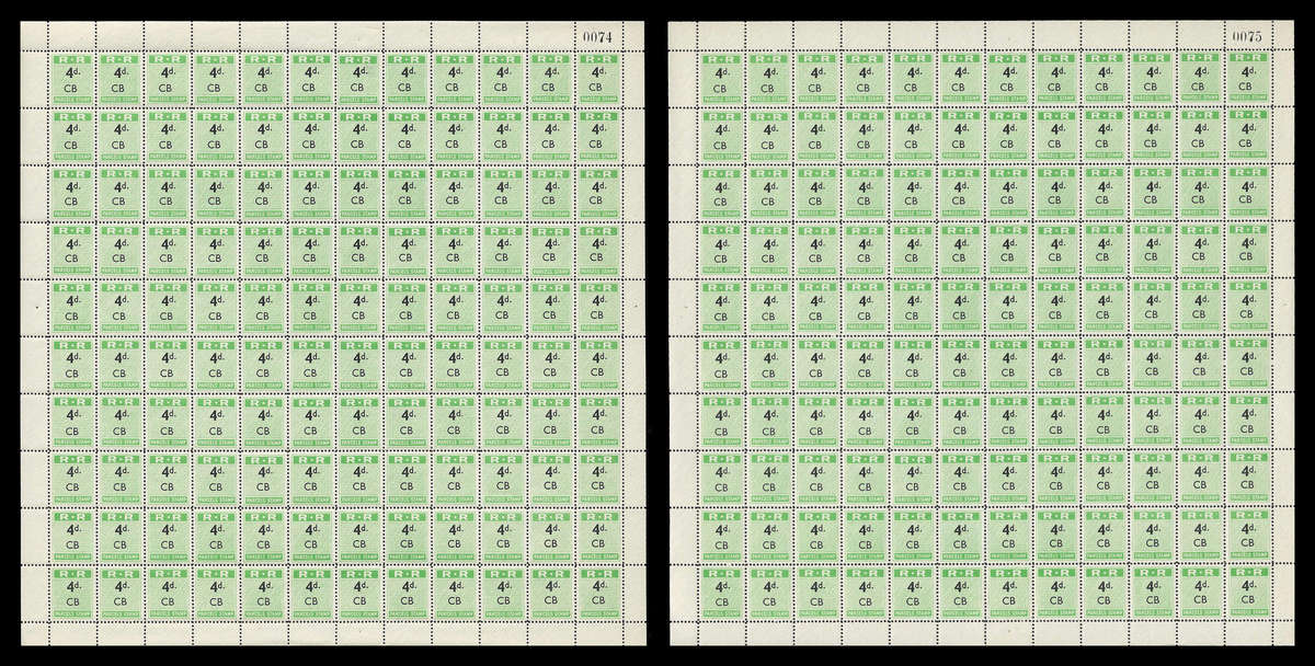 Rhodesia Railways  Chisamba, Northern Rhodesia. 2 x Complete Sheets with consecutive sheet numbers.