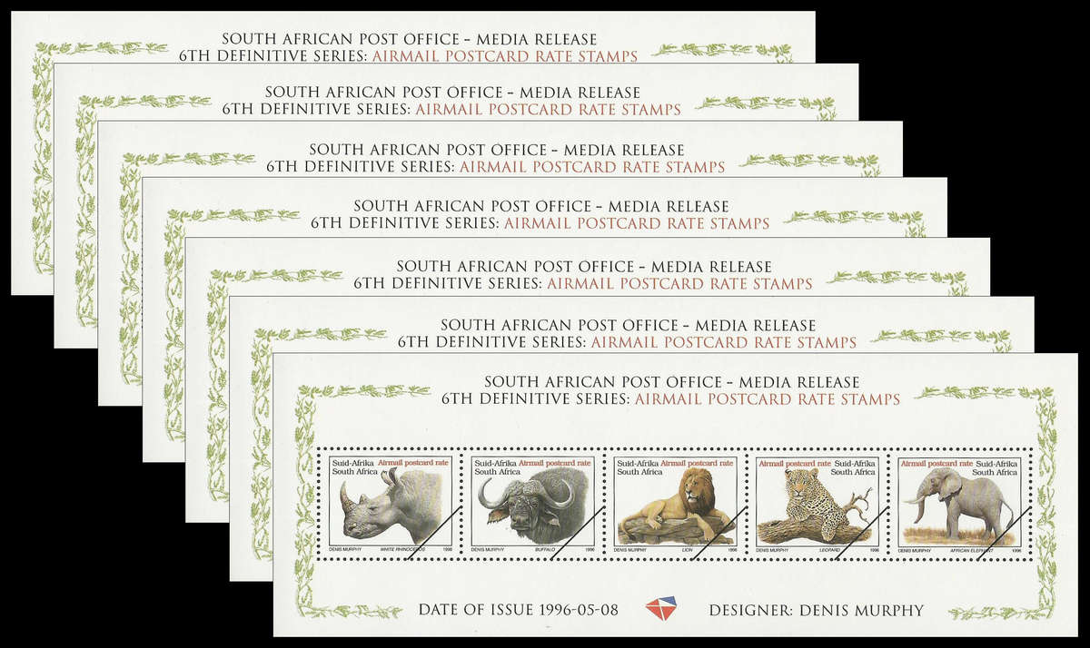 Republic of South Africa.  2008 Big Five Media Release x 7.  Unmounted mint.