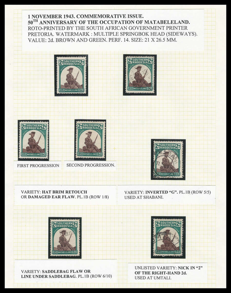 Southern Rhodesia.  5 x Varieties as per scan.