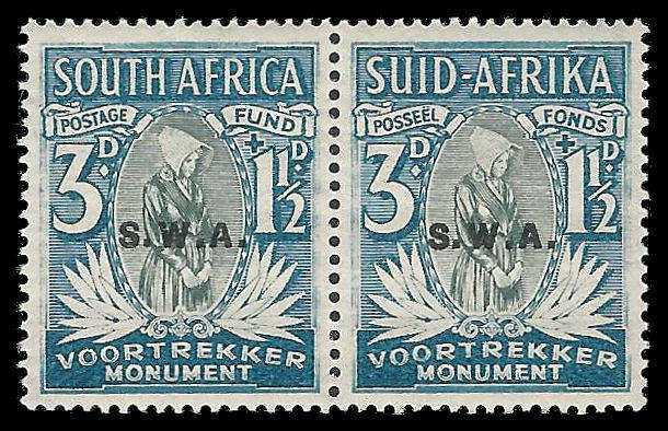 South West Africa.  Overprint shifted to centre.  Cat.value R2 000-00.  UM.