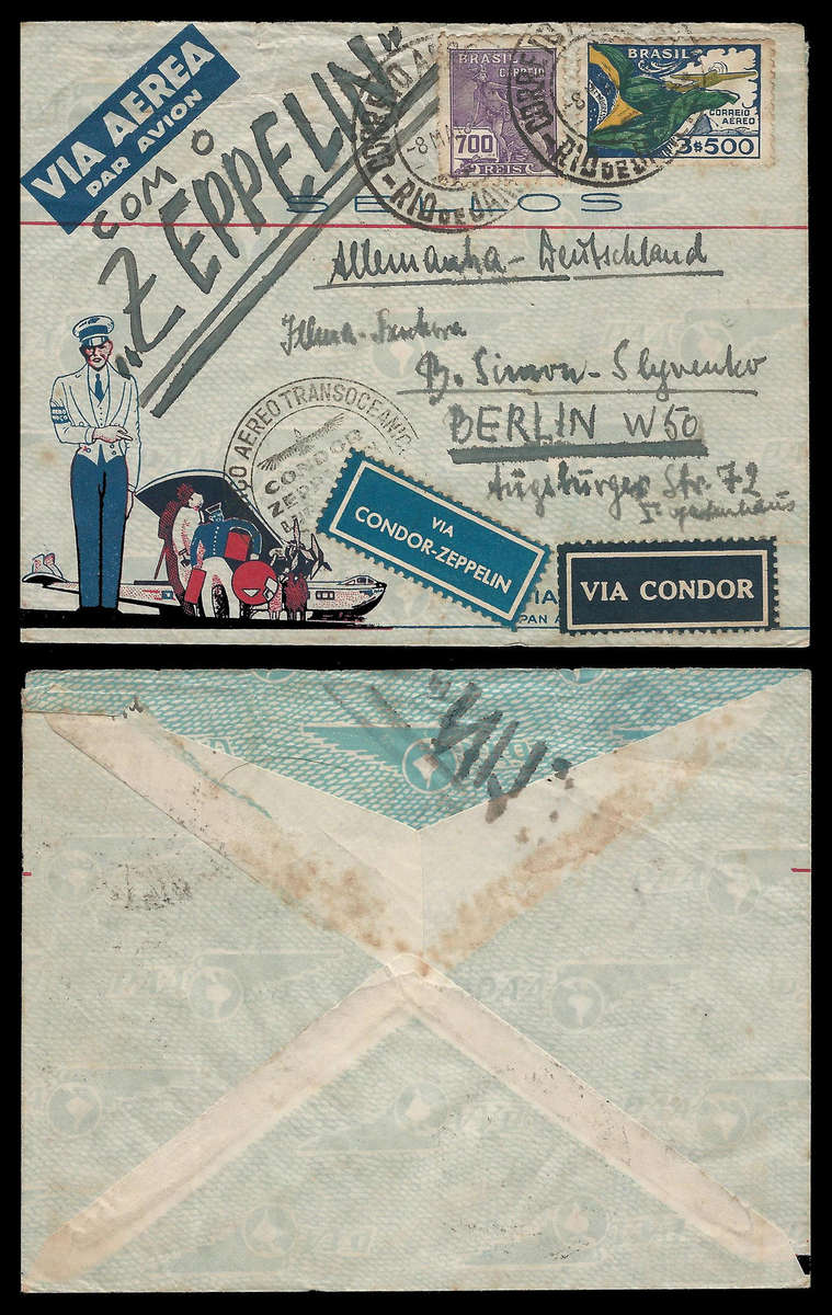 Condor Zeppelin cover.  Brazil to Germany.