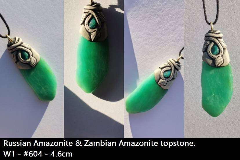 Amazonite pendant with Chrysocolla - 4.6cm #turquoise #blue #teal #pendant