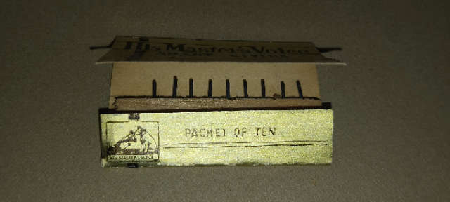 HMV Silent Stylus for Gramophone - Matchbook. 9 Needles