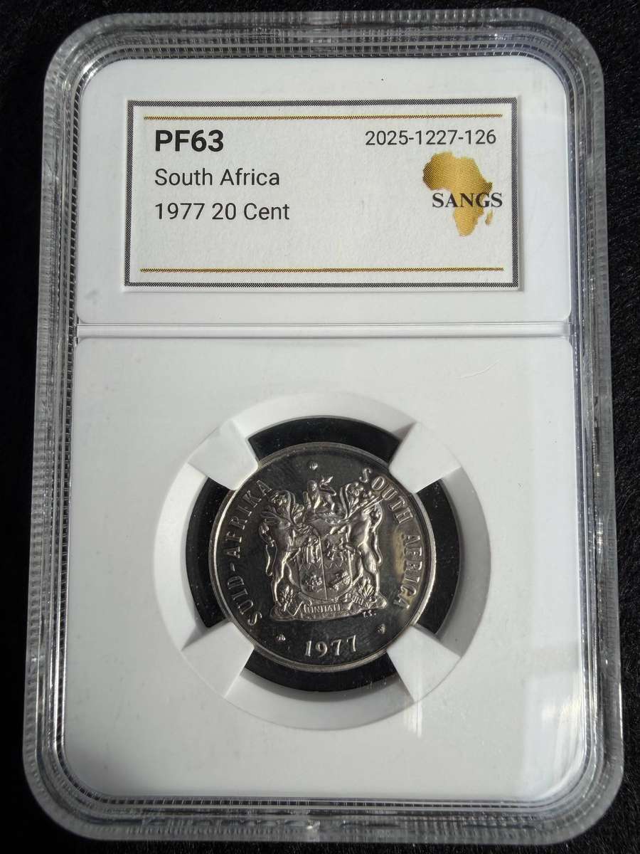 1977 South Africa 20 Cent  - Proof - Graded