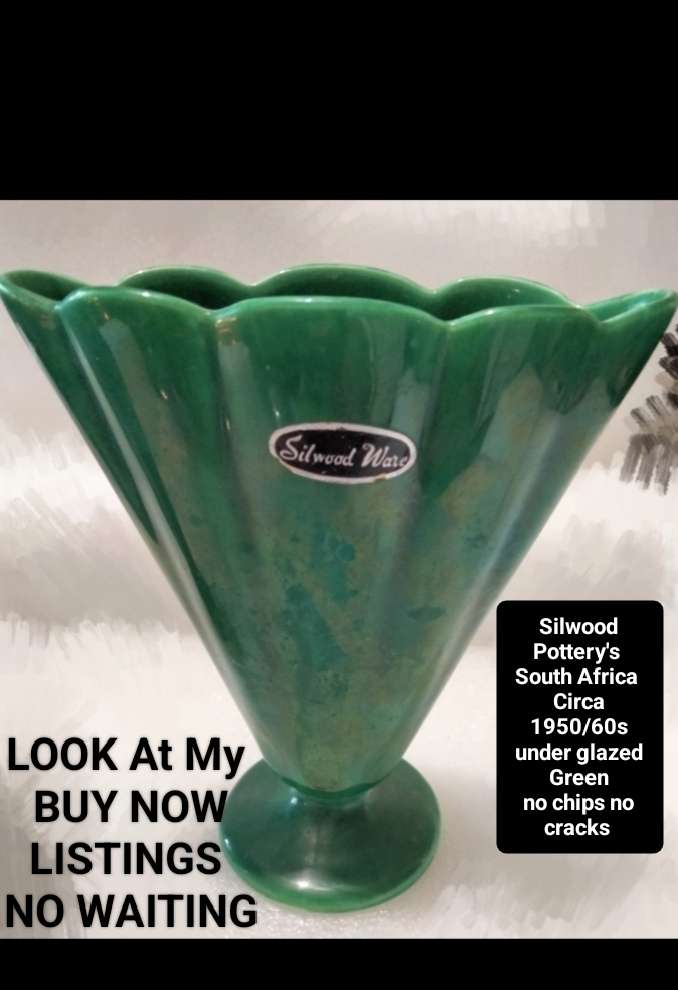 RARE Silwood Ware S.A. Scallop edges+ body Underglaze Green LOOK At My BUY NOW listings NO WAITING