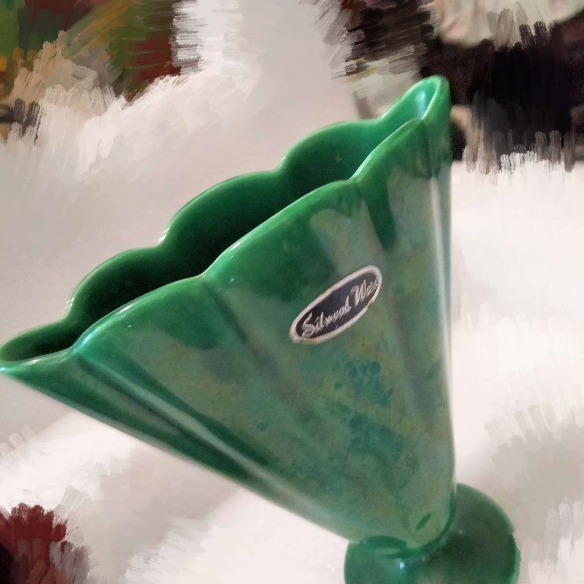 RARE Silwood Ware S.A. Scallop edges+ body Underglaze Green LOOK At My BUY NOW listings NO WAITING