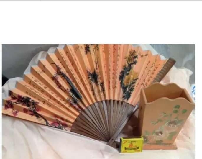 Oriental fan Bauenmalerie holder wood Look At My Buy Now listings No Waiting