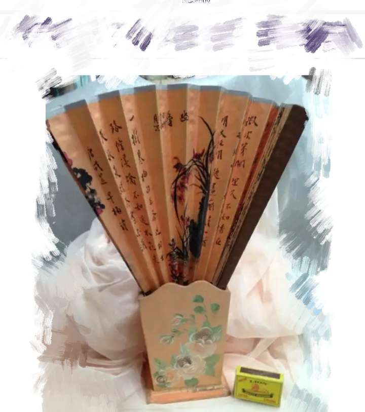 Oriental fan Bauenmalerie holder wood Look At My Buy Now listings No Waiting