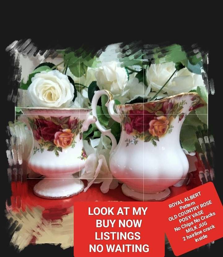 Royal Albert Old Country Roses Posy Vase + Milk Jug LOOK AT MY BUY NOW LISTINGS - NO WAITING