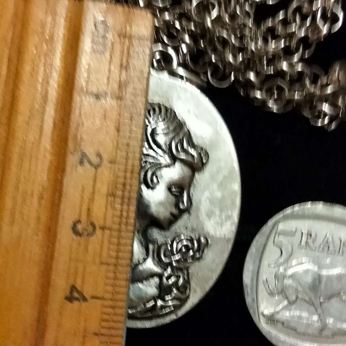 Necklace - Cameo Pendant metal embossed+ Silver tone Lobster clasp metal chain