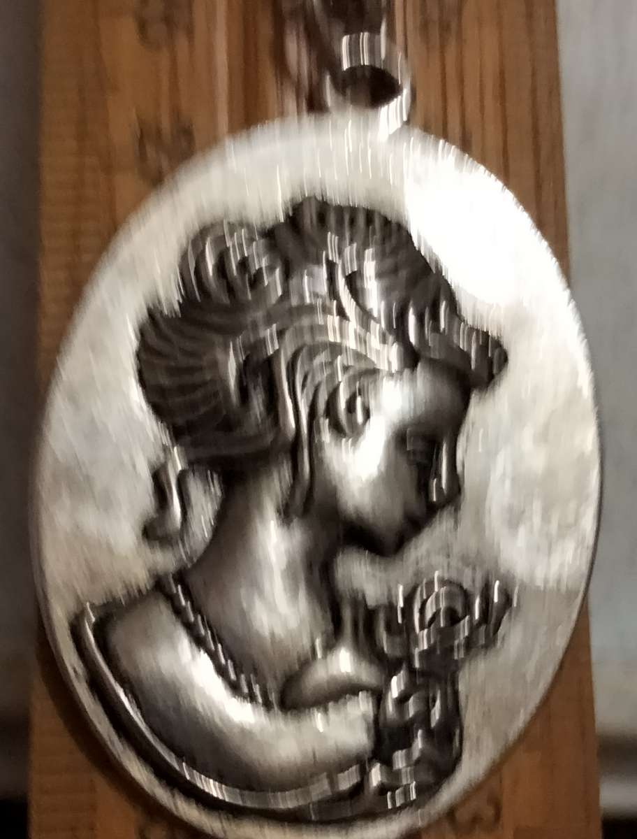 Necklace - Cameo Pendant metal embossed+ Silver tone Lobster clasp metal chain
