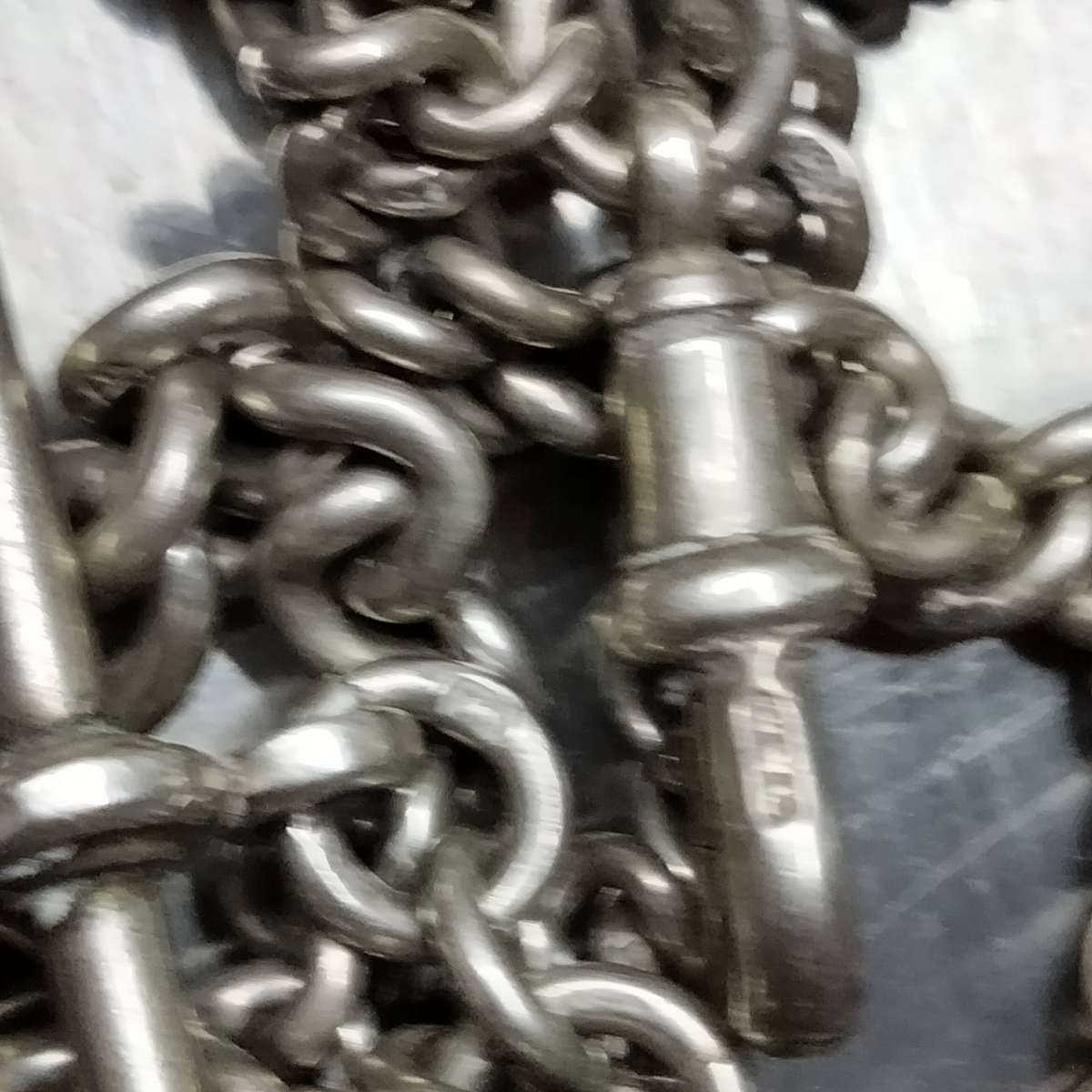 Antique STERLING SILVER double Albert Fob Chain T bar dog clips Middle dangle WWC lion Passant D