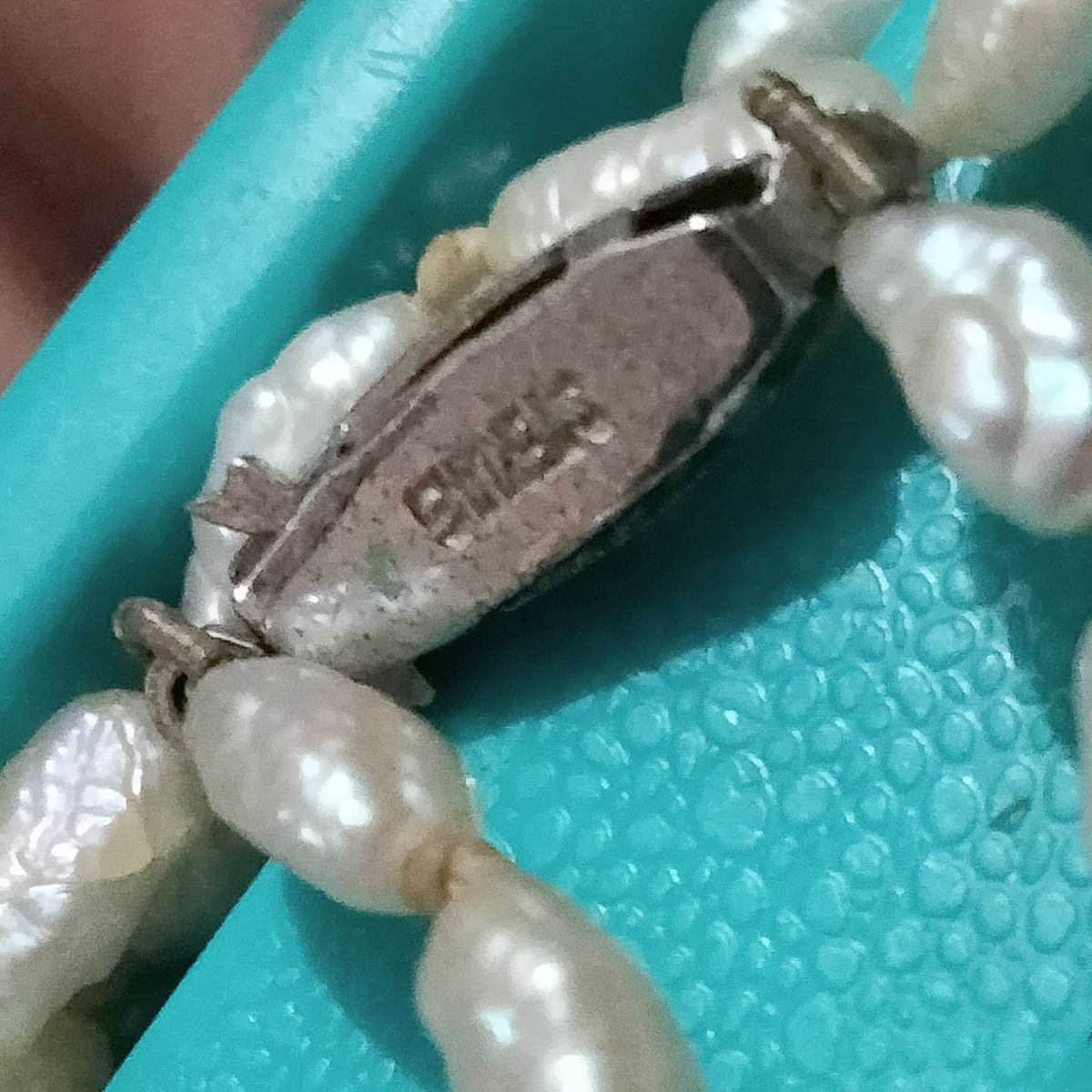 NECKLACE - STERLING SILVER Stamped STERLING clasp Marcasite  Seed Pearls